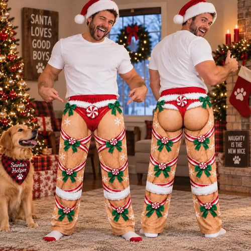 Unwrap Me Christmas Pajama Pants – Funny Illusion Print
