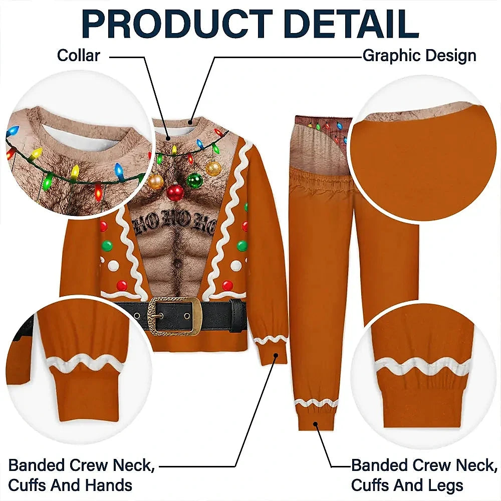Christmas Funny Hairy Chest Santa Elf - Personalized Unisex Pajamas Set