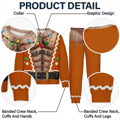 Christmas Funny Hairy Chest Santa Elf - Personalized Unisex Pajamas Set