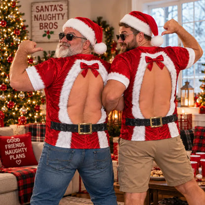 Funny Santa Muscle Illusion Christmas Shirt – Naughty Holiday Party Tee