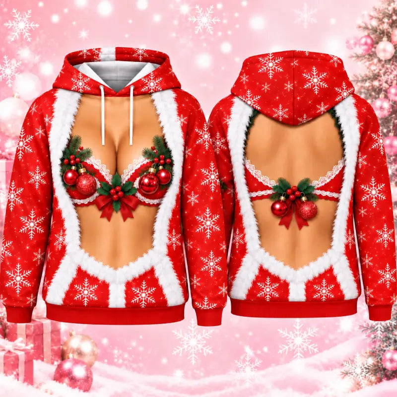 Santa-Inspired Christmas Hoodie & Leggings Set – Custom Skin Tone Digital Print