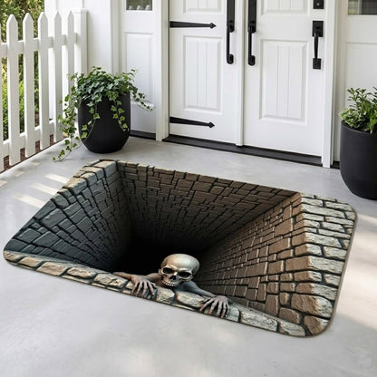 🔥Last Day 50% OFF🎁💀3D Illusion Skull Pit Mat – Halloween Area Rug