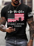Men's Never Forget 9-11  Flag Print T-Shirt