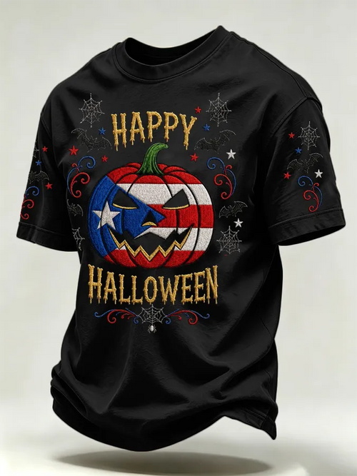 🎃Men's Puerto Rico Halloween Printed Short-Sleeve T-Shirt