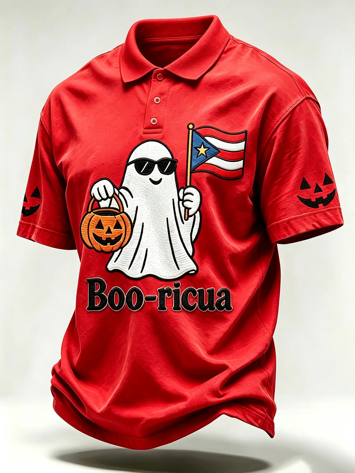 🎃Men's Halloween In Puerto Rico Print Polo Shirt