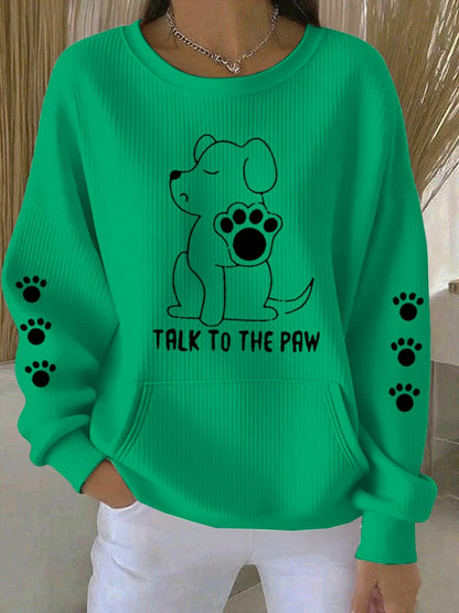 Women's Talking With Paws Funny Puppy Print Sweatshirt