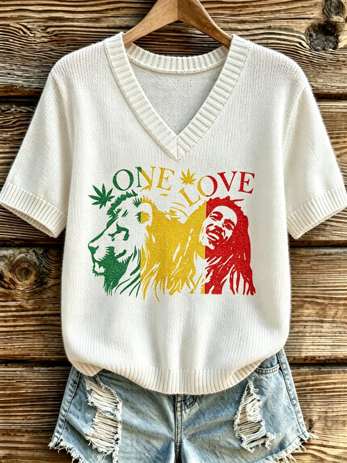 Women's Reggae Art Print Casual T-shirt