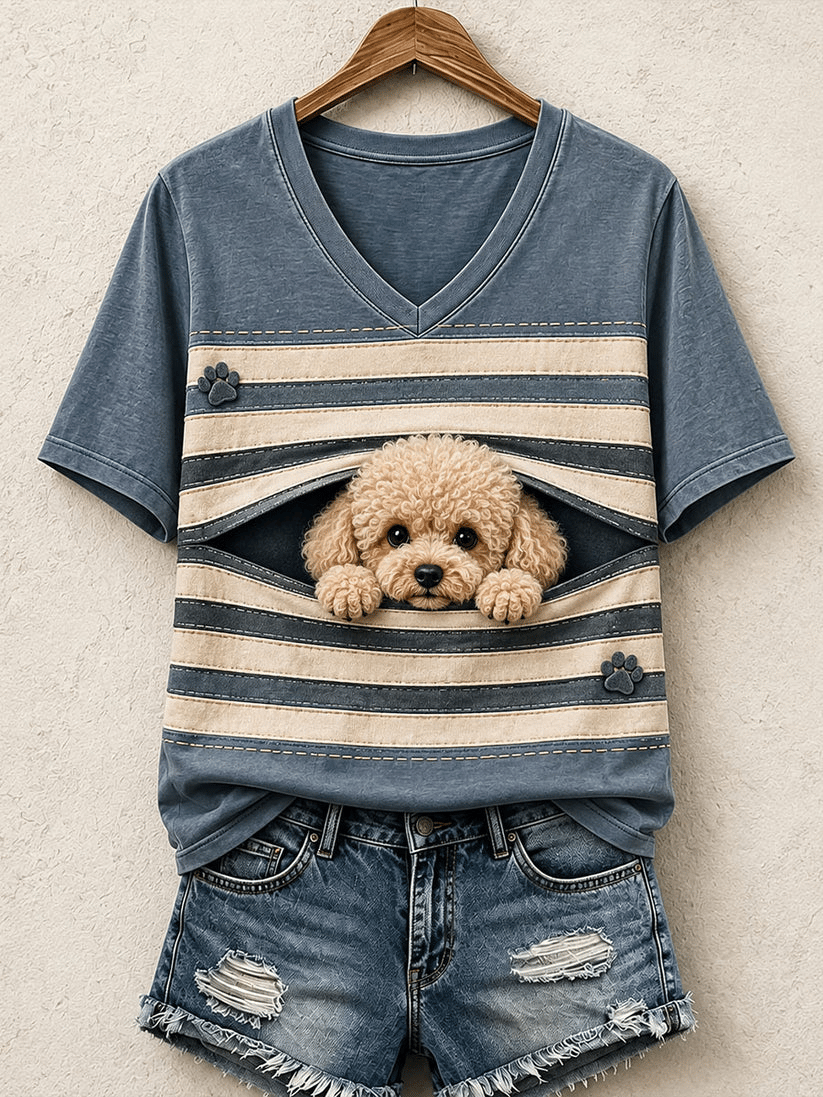 Women's Cute Dog Print T-Shirt