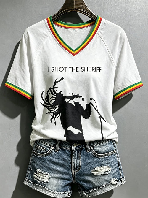 Women's Reggae Art Print Casual T-shirt
