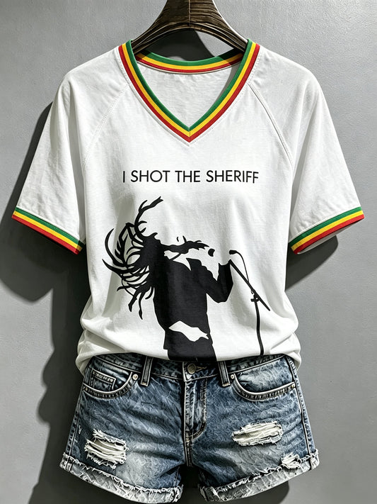 Women's Reggae Art Print Casual T-shirt