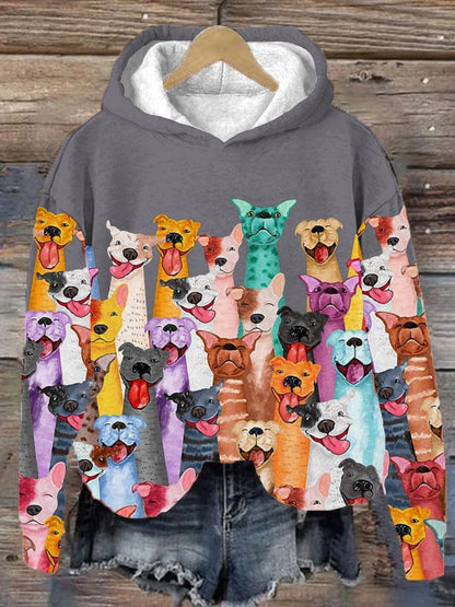 Women's Fun Dogs Print Casual Hoodie