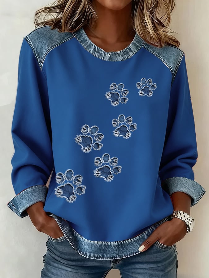 Women's Dog Paw Art Printed Sweatshirt