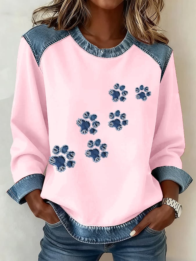 Women's Dog Paw Art Printed Sweatshirt