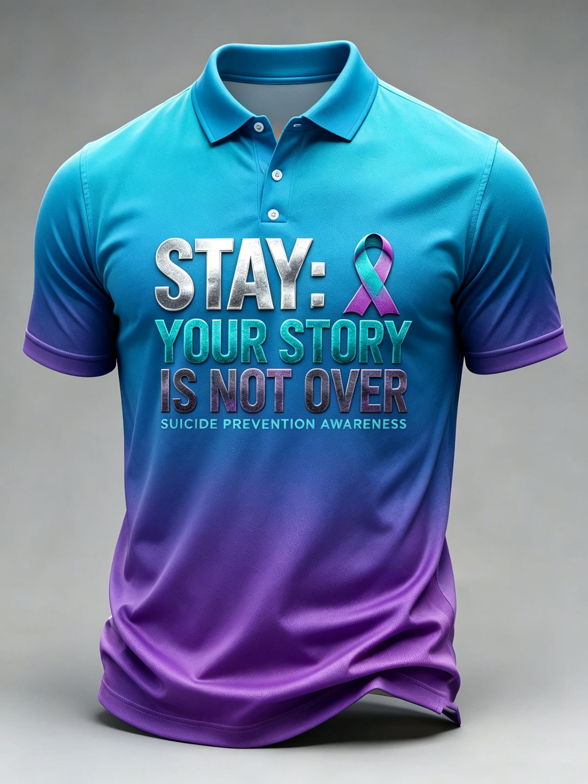Men's Stay Your Story Is Not Over Suicide Prevention Awareness Support Polo Shirt