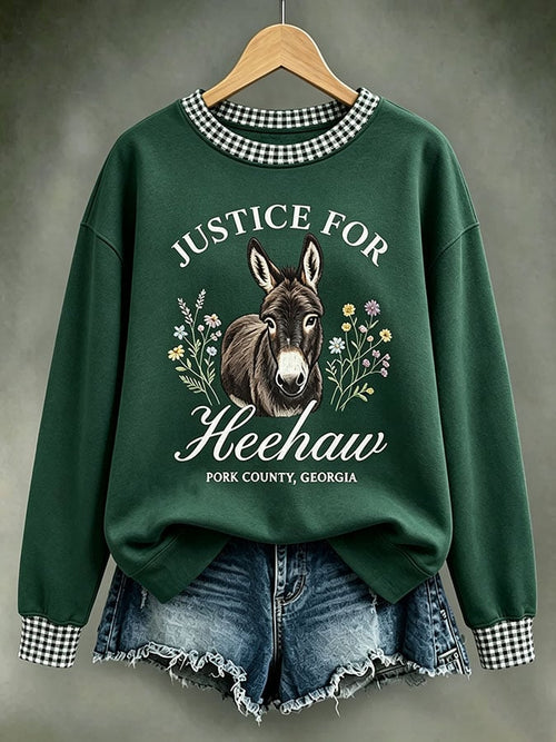 Women's Justice For HeeHaw Donkey Print Casual Sweatshirt
