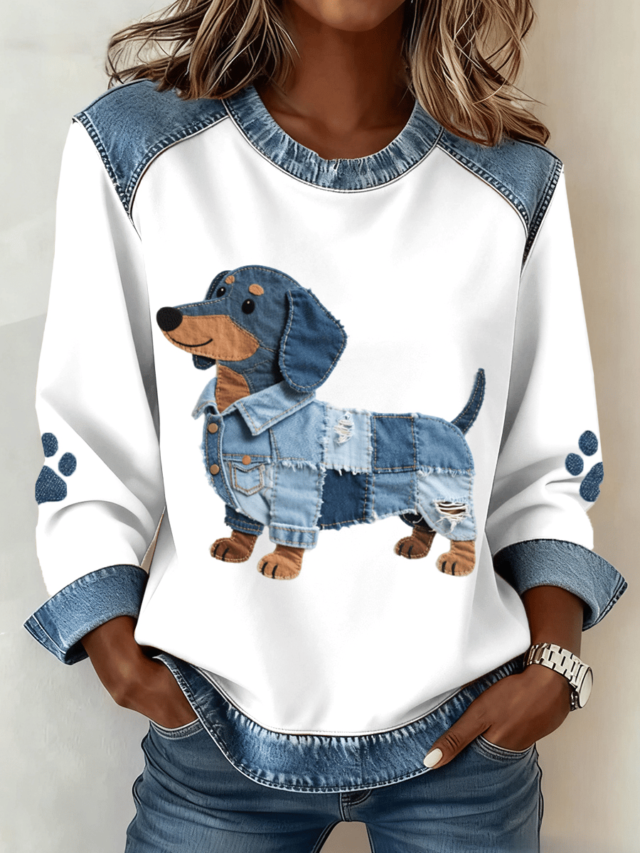 Women's Dachshund Pattern Art Printed Sweatshirt