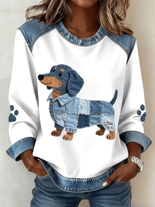 Women's Dachshund Pattern Art Printed Sweatshirt