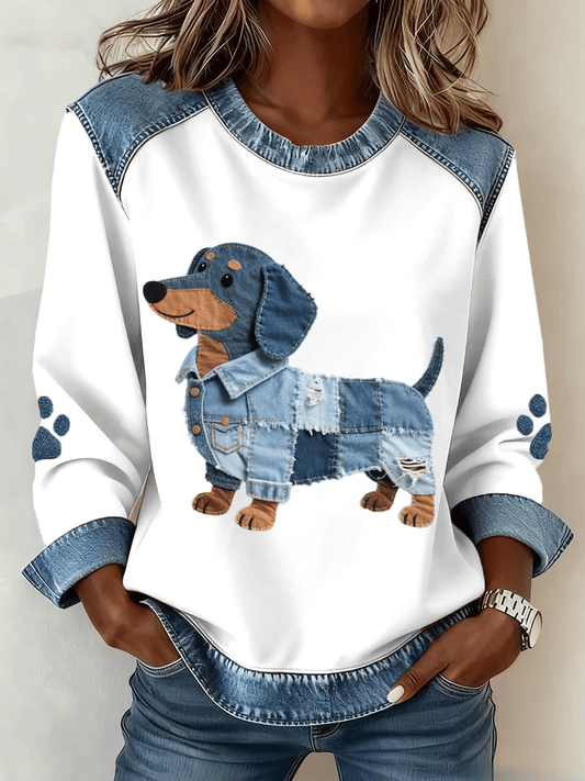 Women's Dachshund Pattern Art Printed Sweatshirt
