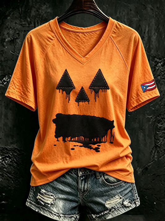 🎃Women's Halloween In Puerto Rico Print T-Shirt