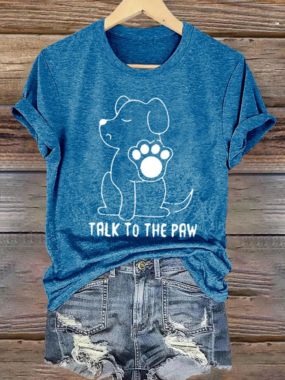 Men's Talking To Paws Funny Puppy Print T-shirt