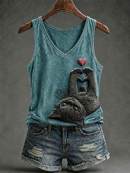 Women's Cat Print Tank Top