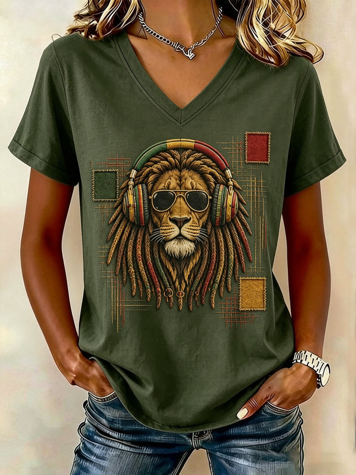 Women's Reggae Music Art Print Casual T-shirt