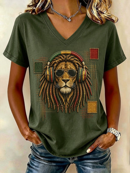 Women's Reggae Music Art Print Casual T-shirt