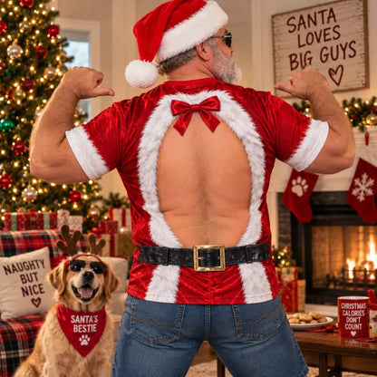 Funny Santa Muscle Illusion Christmas Shirt – Naughty Holiday Party Tee