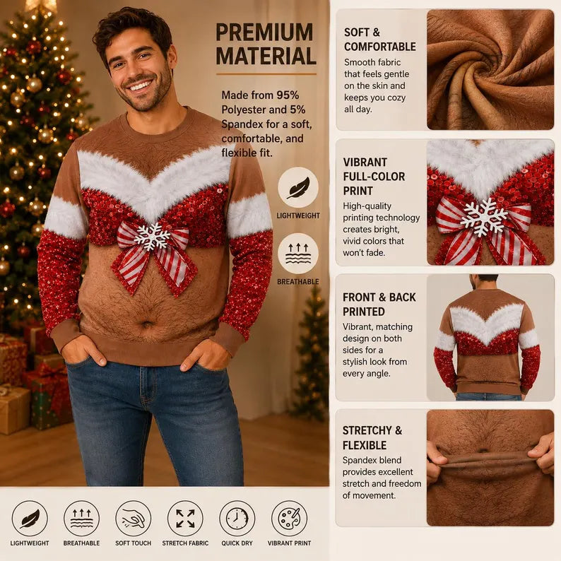 Custom Skin Tone Funny Ugly Christmas Sweater – Couples Holiday Party Sweatshirt