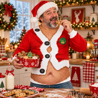 Personalized Funny Santa Belly 3D Christmas Sweatshirt – Custom Holiday Ugly Sweatshirt