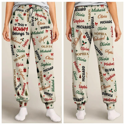 This Grandma Mommy Belongs To Kid Names - Personalized Pajama Pants