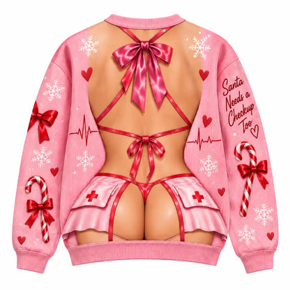 Naughty Nurse Christmas Sweater – Funny 3D Illusion Print