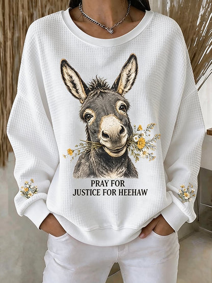 Women's Justice For HeeHaw Donkey Printed Casual Sweatshirt