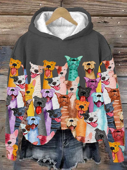 Women's Fun Dogs Print Casual Hoodie