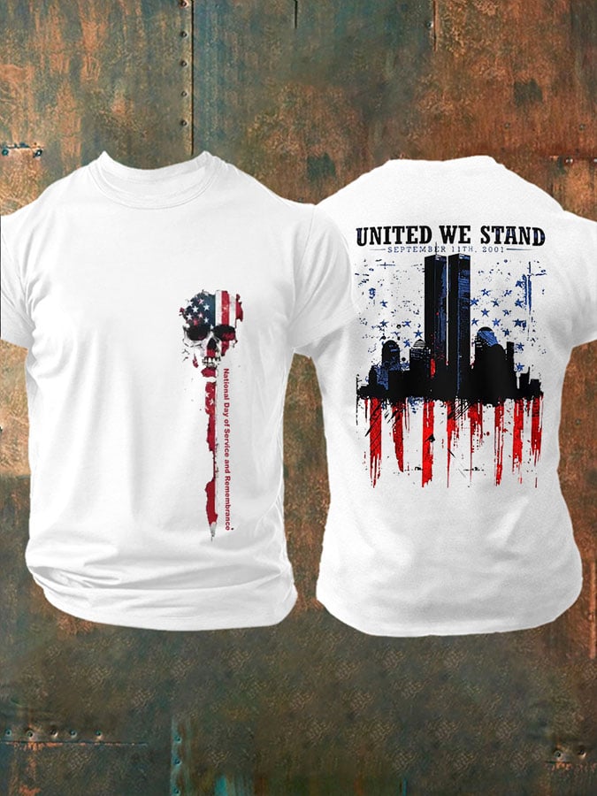 Men's 9/11 Memorial Patriotic Flag Print T-Shirt