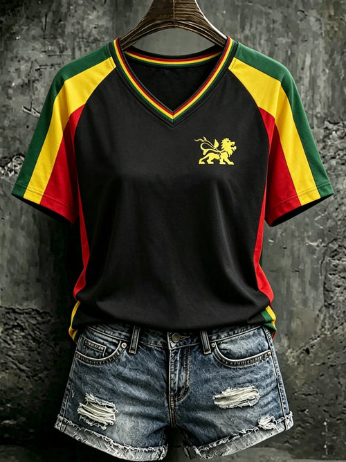 Women's Reggae Art Print Casual T-shirt