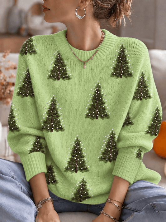 Women's Christmas Print Casual Knit Top