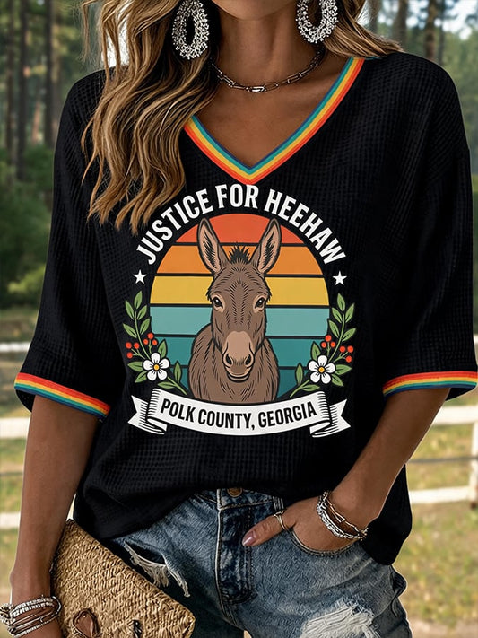 Women's Justice For HeeHaw Donkey Print Casual T-shirt