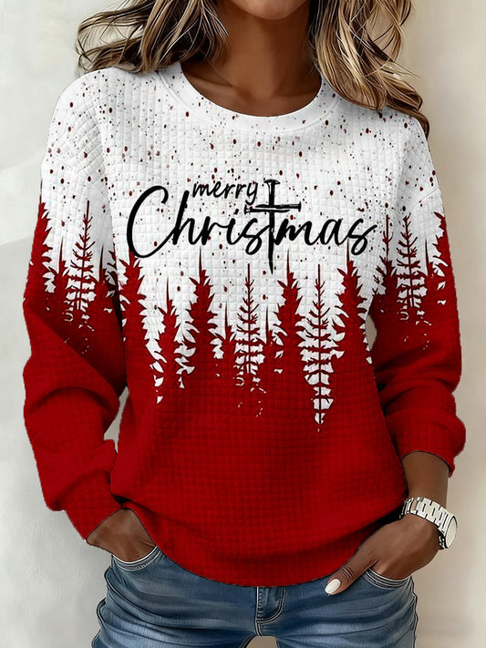 Women's Christmas Print Check Sweatshirt