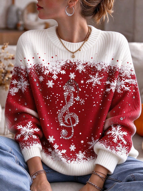 Women's Christmas Print Casual Knit Top