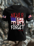 Men's 9/11 Memorial Patriotic Flag Print T-Shirt