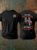 Men's BUT AMERICA STILL STOOD Print Crew-Neck T-Shirt