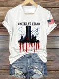 Women's 9/11 Memorial Week Flag Print Casual T-shirt