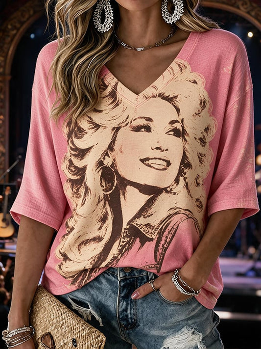 Women'S Country Cowgirl Dolly Commemorative Print T-Shirt