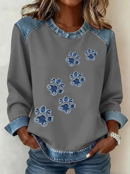 Women's Dog Paw Art Printed Sweatshirt
