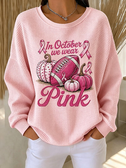 Women'S Pink Rugby Waffle Sweatshirt