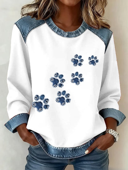 Women's Dog Paw Art Printed Sweatshirt