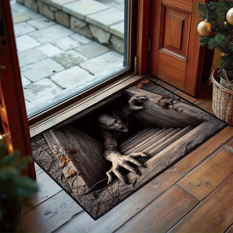 🔥Last Day 50% OFF🎁💀3D Illusion Skull Pit Mat – Halloween Area Rug