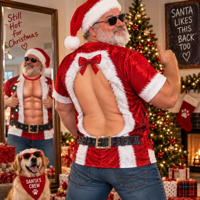 Funny Santa Muscle Illusion Christmas Shirt – Naughty Holiday Party Tee