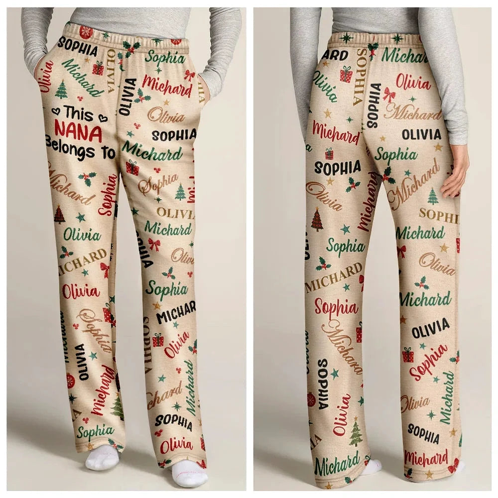This Grandma Mommy Belongs To Kid Names - Personalized Pajama Pants
